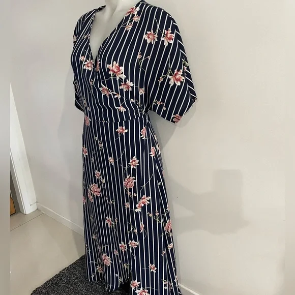 Ally Wrap Floral Maxi Stripe Dress - Picture 2 of 9